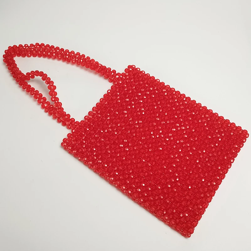 

Fashion Solid Color Handmade One Shoulder Beaded Bag Customizable Color Luxury Handbags Women Bags Designer For woman 2021