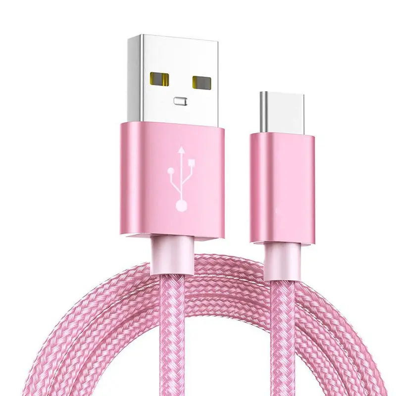 Rose Gold Нейлоновая оплетка type-C usb кабель для зарядки и передачи данных для huawei P20 P30 mate 10 20 Pro Honor 8 9 10 20 samsung S8 S9 S10 Plus USB кабели - Цвет: Rose Gold