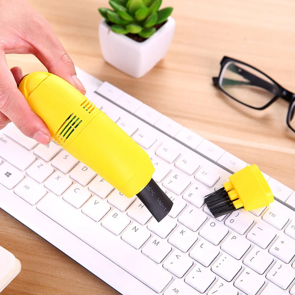 Yellow Мини Компьютерный пылесос USB пылесос для клавиатуры ПК щетка для ноутбука набор для очистки пыли Пылесос компьютер чистые инструменты# QQ - Цвет: Yellow