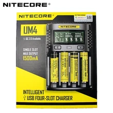 Оригинальное NITECOR UM4 UM2 lcd USB QC умное зарядное устройство для Li-Ion IMR INR ICR LiFePO4 18650 14500 26650 AA 3,7 V 1,2 V 1,5 V