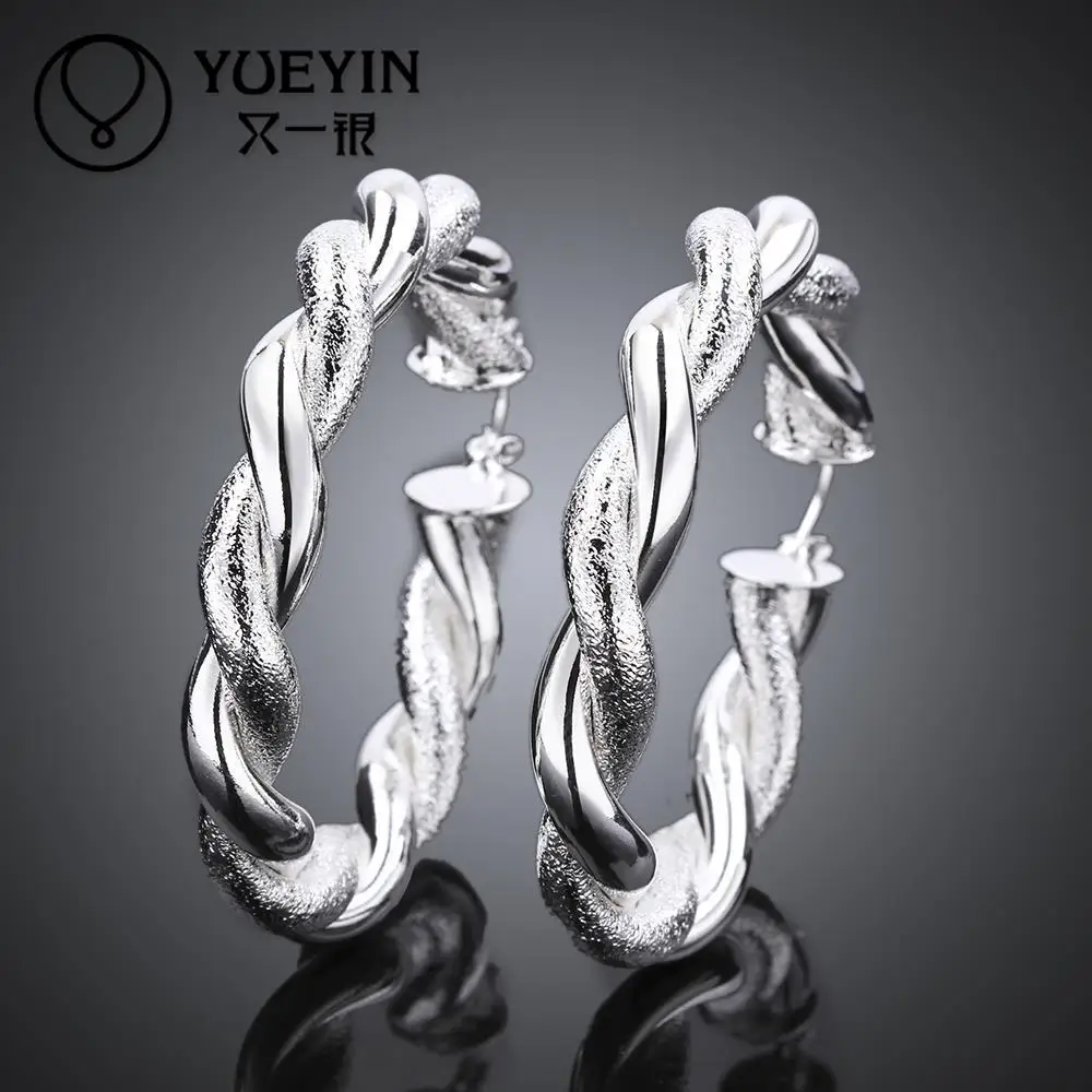 Fashion Classic Round Twist Earrings Simple Silver Hoop for Women Jewelry Circle Best Earring | Украшения и аксессуары
