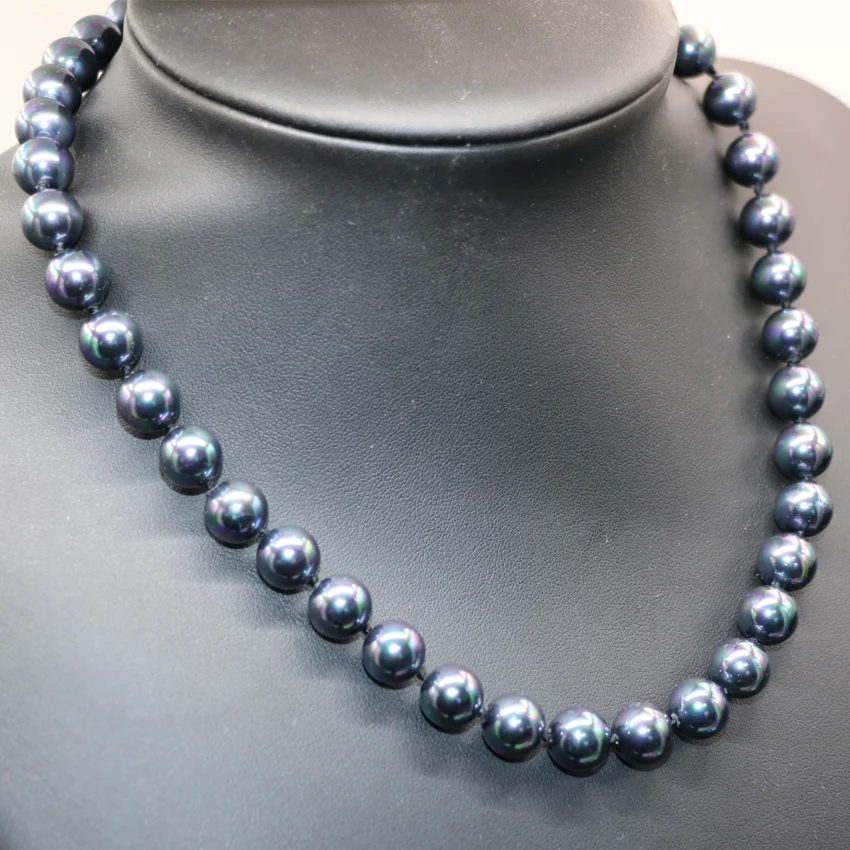 Wholesale Price Natural Black Shell Pearl 10mm Round Beads Chain Chokers Necklaces for Women Fashion Diy Jewelry 18inch B2929 | Украшения и