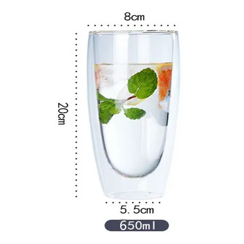 Jinxi 80/250/350/450/650 мл двойное стекло, прозрачный, с изображением бокала вина со следом от ручной работы из термостойкого чайный напиток здоровья чашки для питевых чашек - Цвет: 650ml