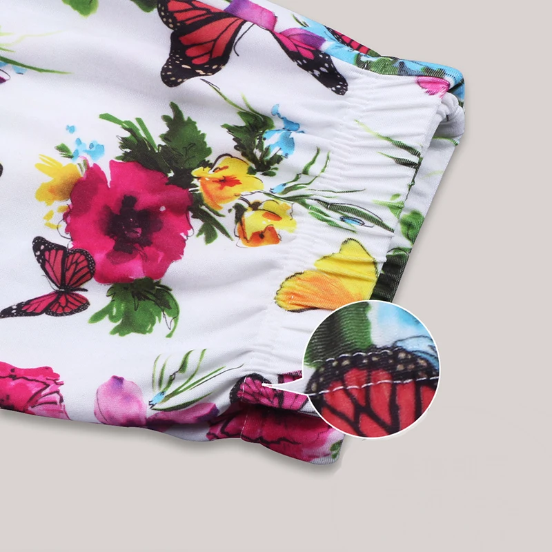 Леггинсы с цветочным узором для девочек узкие брюки летние штаны детские