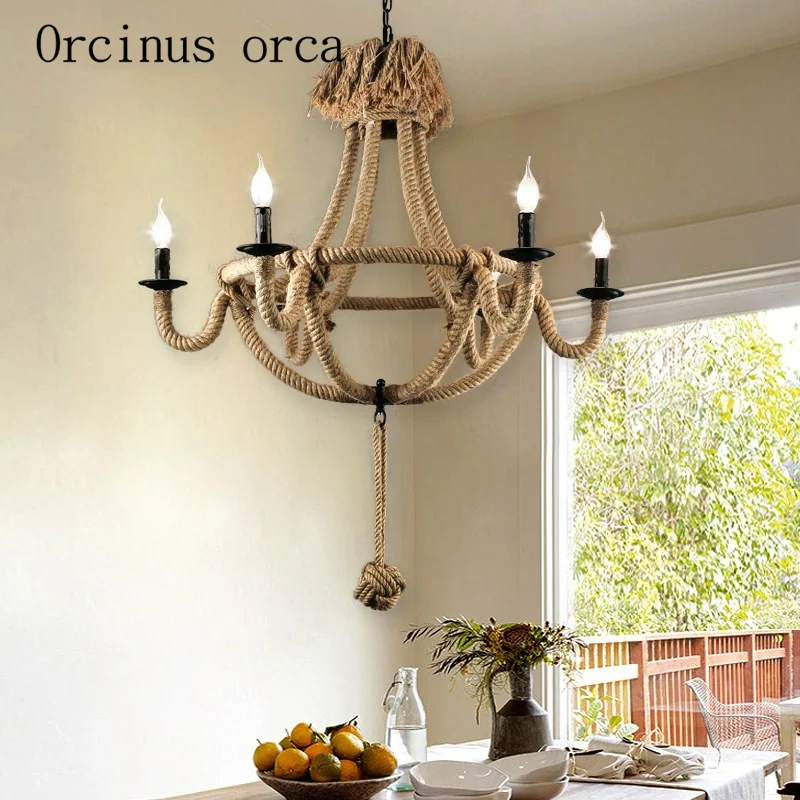 Креативная винтажная люстра канат американский кантри свечные лампы и фонарики