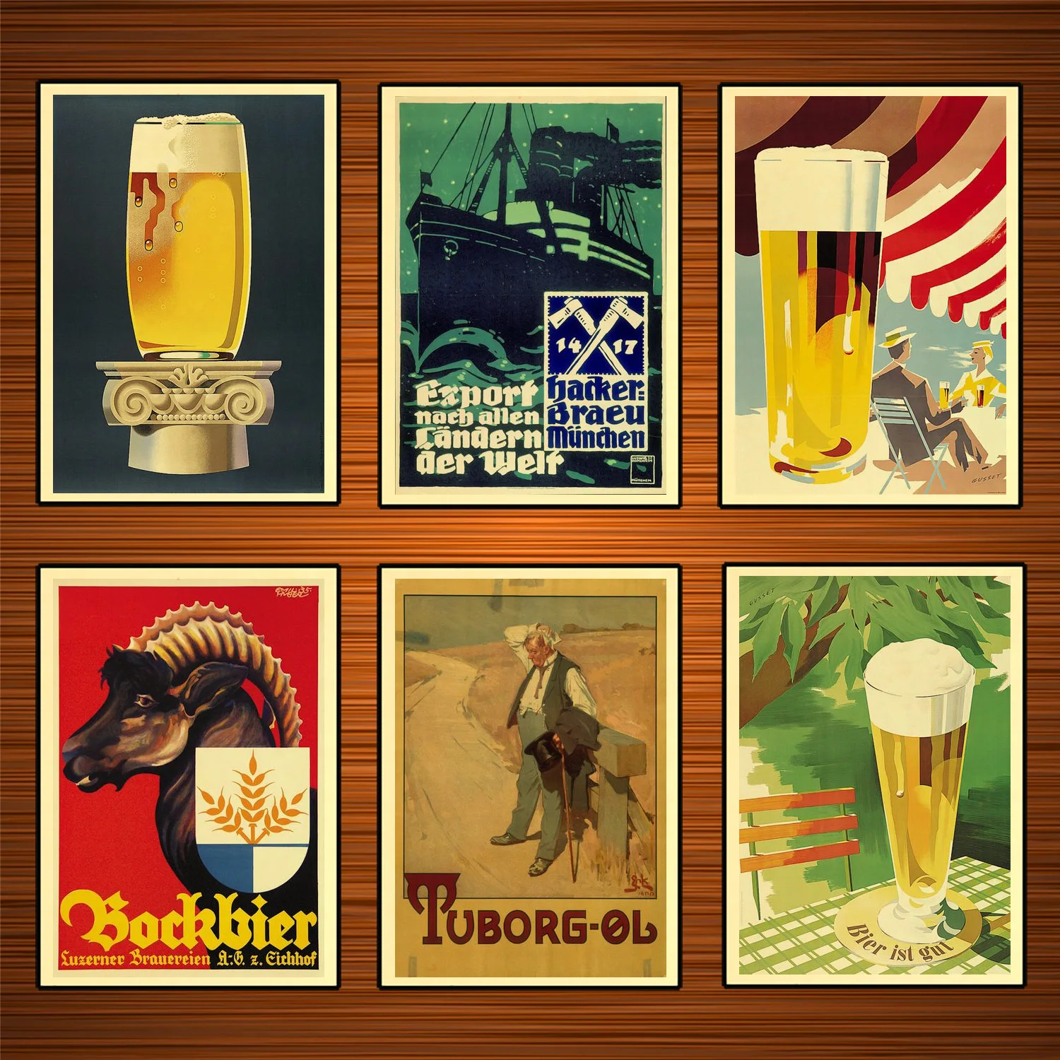 Винтажные рекламные плакаты с напитками спиртом пивом Luzerner Braun классические