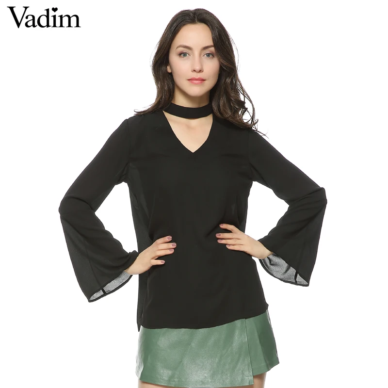 Женская шифоновая блузка летняя с рукавом фонариком и треугольным вырезом LT904|shirt