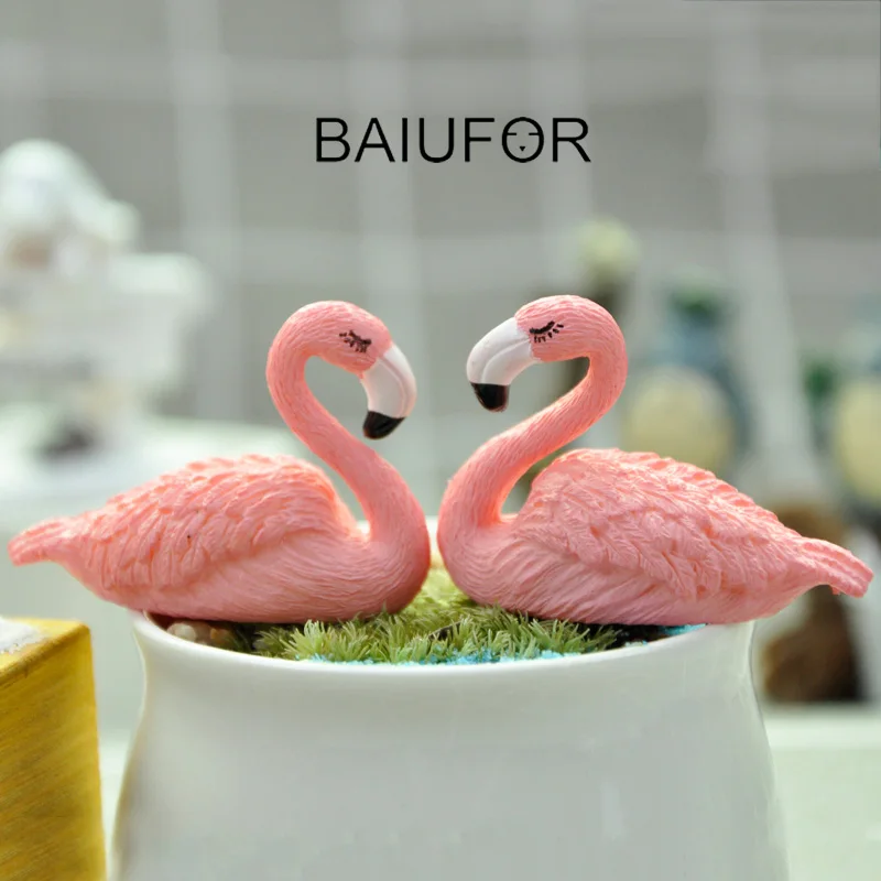 BAIUFOR миниатюрные очаровательные розовые фламинго аксессуары для террариума DIY