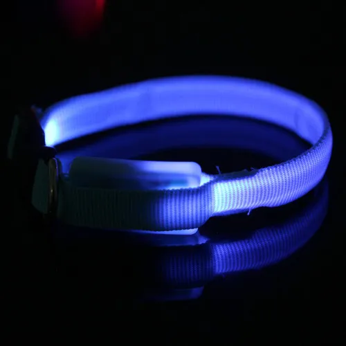 Домашние животные собака Детская безопасность воротник приводит LED нейлон Light-Up мигающий поводок свечение Малый Весы 18-28 см
