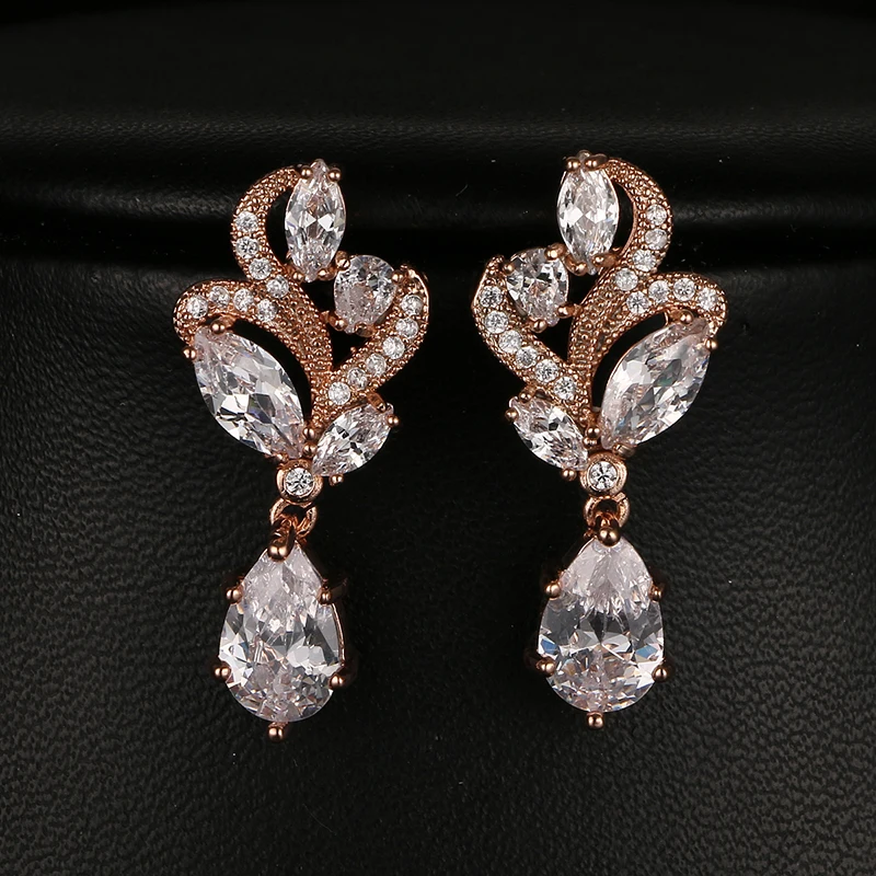 Женские серьги подвески с фианитом свадебные камнем маркиза|Серьги-подвески| |