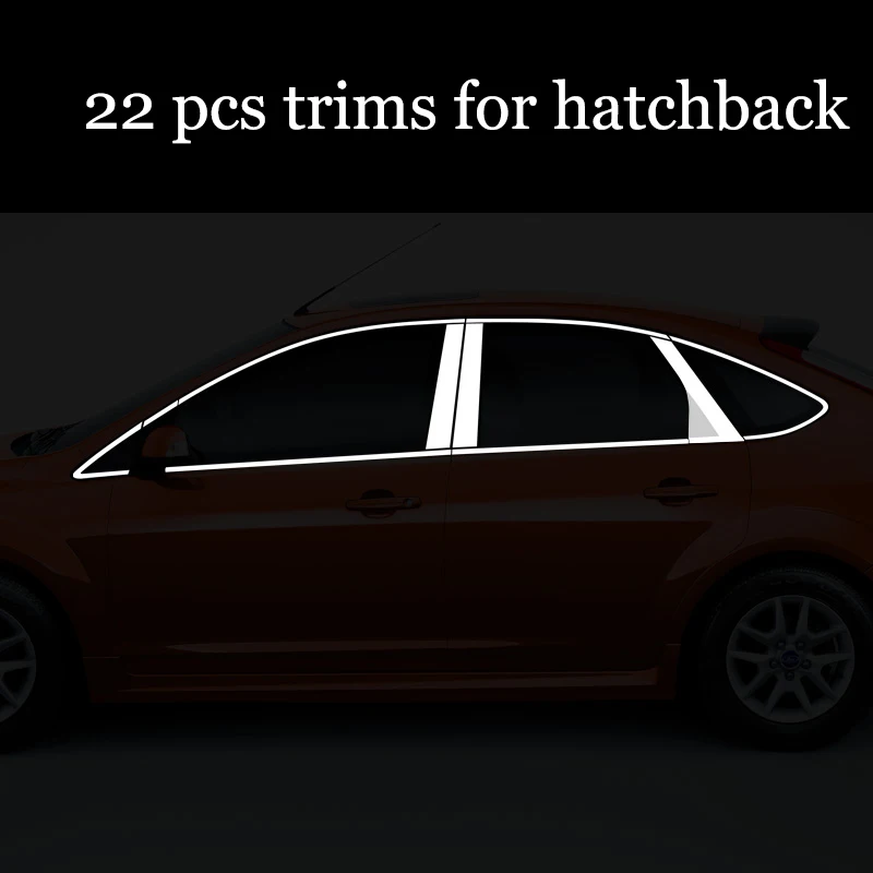 Lsrtw2017 304 нержавеющая сталь окна автомобиля планки для ford focus 2004 2005 2006 2007 2008 2009 2010 Фокус mk2 - Название цвета: 22 pcs hatchback