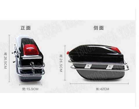 Матовый Черный Жесткий Saddlebag Багажник Мешок Багажа Задний Фонарь Хром кронштейн