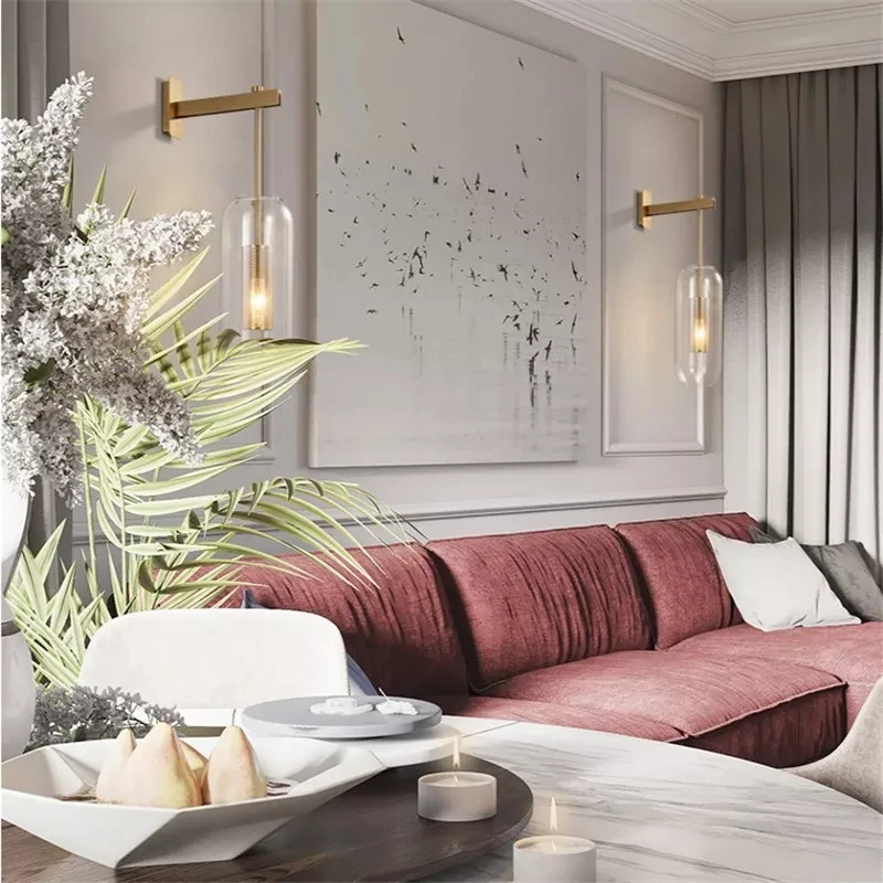 Современный минималистичный креативный стеклянный настенный светильник в