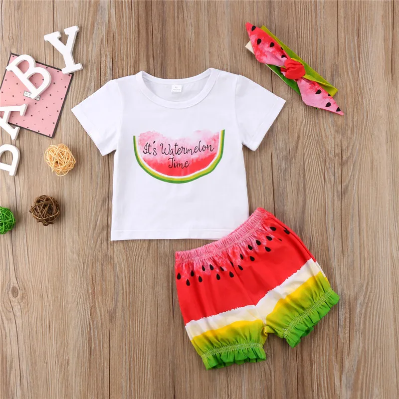 Комплекты летней одежды для новорожденных девочек футболка с короткими рукавами