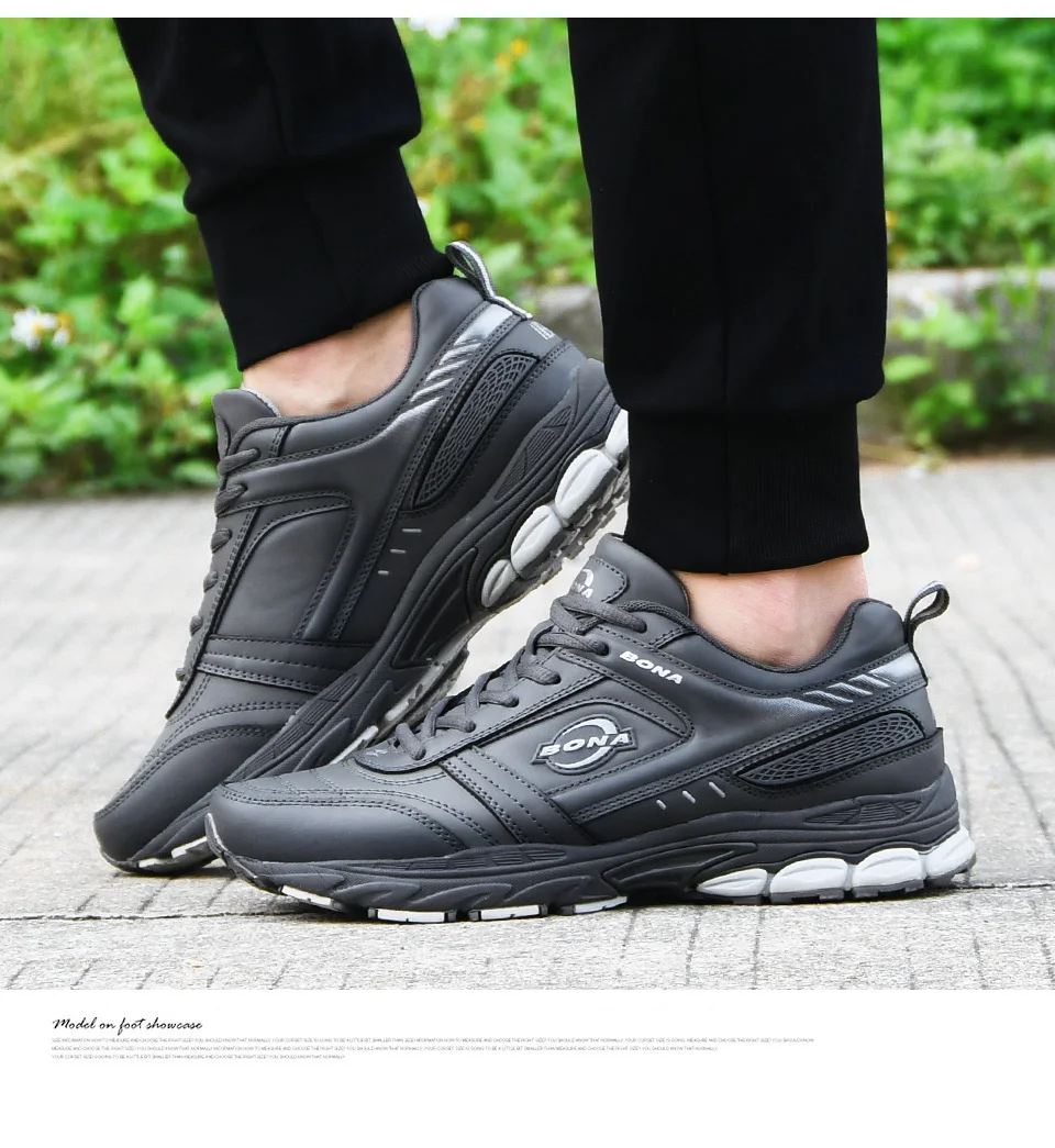 BONA/ мужские летние повседневные кроссовки для бега; кожаные кроссовки; Zapatillas; спортивная обувь; мужские Прогулочные кроссовки; удобные мужские кроссовки