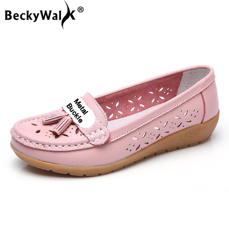 Балетки BeckyWalk женские из натуральной кожи повседневные лоферы перфорированная
