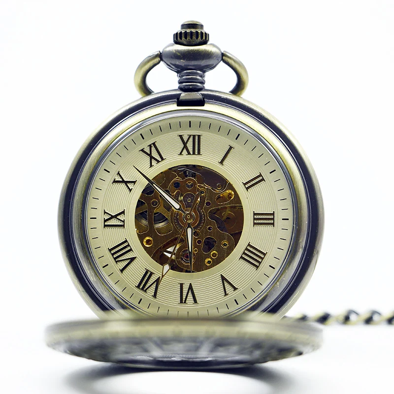 Antique Chinese Zodiac Hollow Relief Mechanical Pocket Watch Manual Winding Steampunk Fob Chain Clock Festival Men's Best Gift