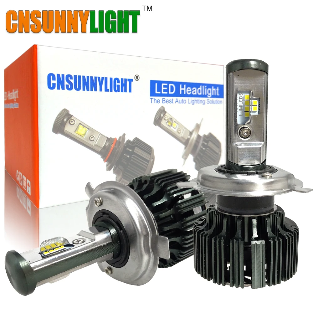 CNSUNNYLIGHT H7 H4 H11 Светодиодный H13 9005/HB3 9006/HB4 H1 комплект автомобильных фар 6000K лампы CSP Авто Передние H3 880/881 H8 противотуманные фары с вентилятором