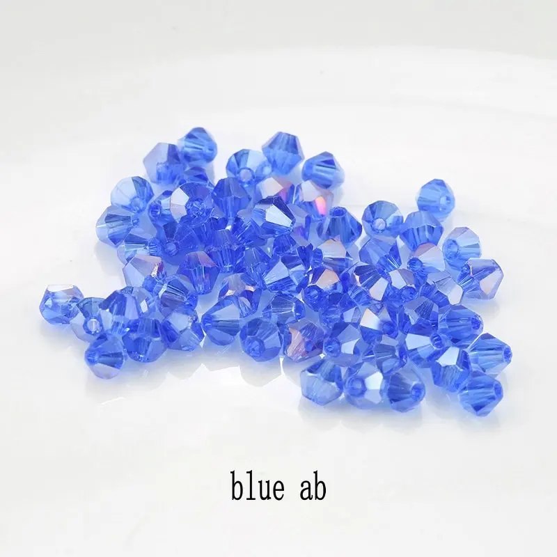 Купите 1 и получите 1 бесплатно 4 мм блестящие хрустальные бусины Bicone Beads стеклянные бусины Свободные разделительные бусины - Цвет: blue ab