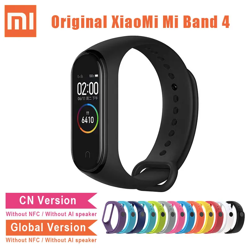 Оригинальный Xiaomi mi Band 4 глобальная версия CN браслет цветной сенсорный экран Смарт
