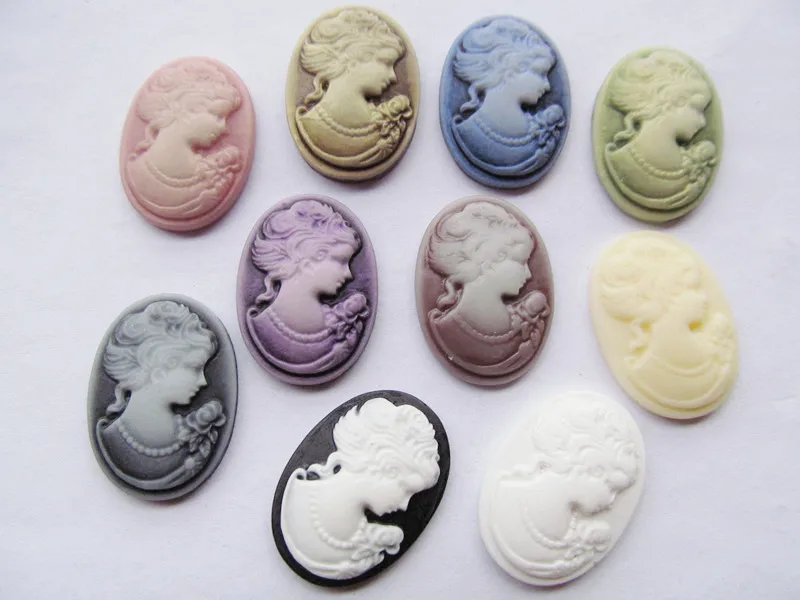 100pcs 18mmx25mm 10 colors oval flatback resin beauty head lady cameo charm findingphone decoration kitdiy accessory jewellry free global shipping