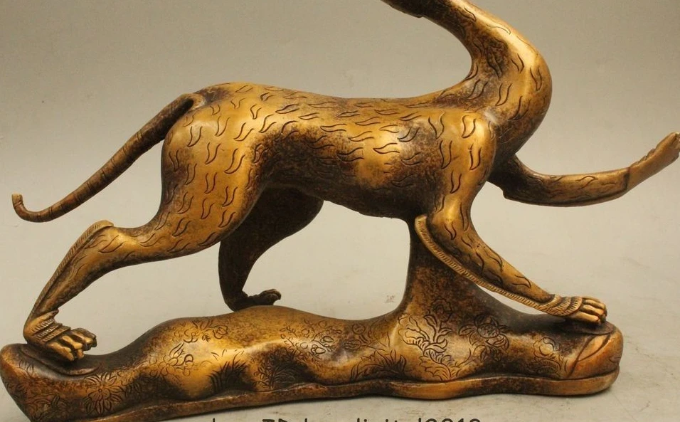 8 &quotКитай Китайский Народная Фэншуй Бронзовый Дракон Зверь Тигр Foo Статуя Собаки