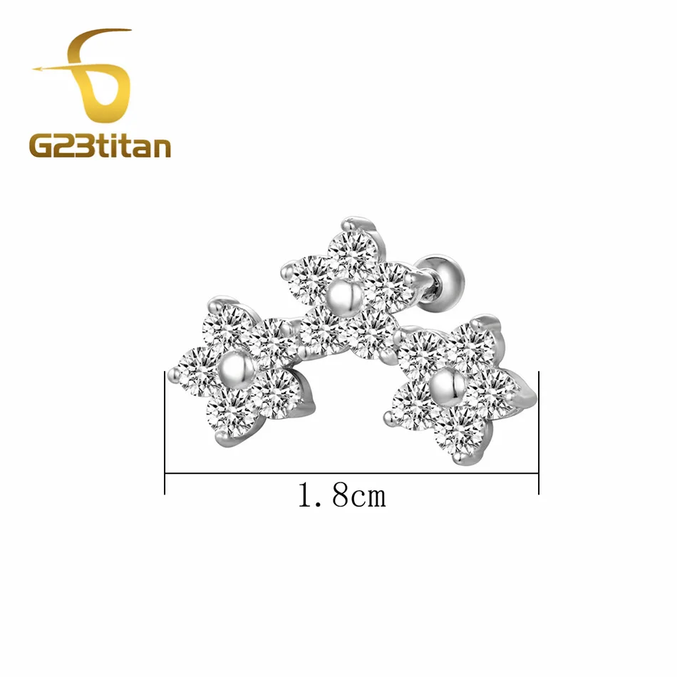 Серьги гвоздики G23titan с хрустальными цветами Для Пирсинга Ушей модные серьги для