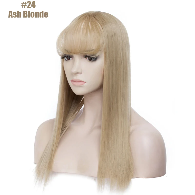 ash blonde S-noilite 1" длинные прямые волосы для наращивания женщин поддельные заколки для волос в Синтетические накладные волосы кусок волос с взрыва реальные натуральные - Цвет: ash blonde