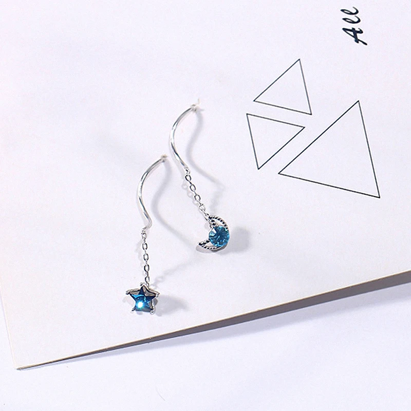 Женские серьги в форме Луны Spring Light элегантные длинные подвески из серебра 925