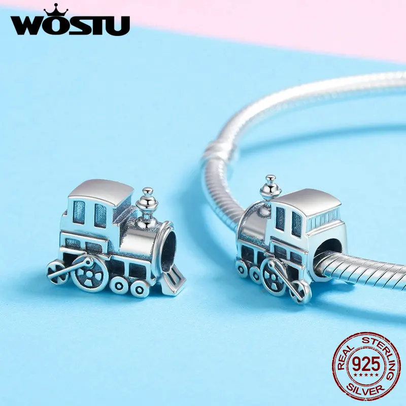 WOSTU высокое качество Стерлинговое Серебро 925 пробы винтажные локомотивы поезд