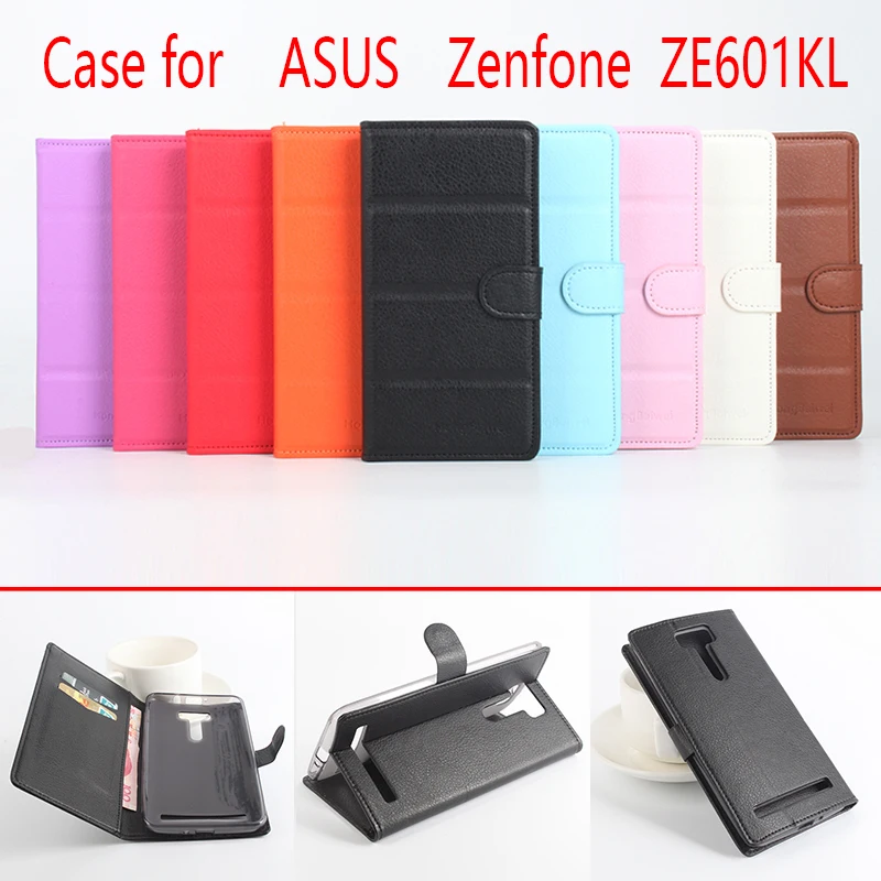 Кожаный чехол с зернистой текстурой личи для Asus Zenfone ZE601KL Роскошный телефона
