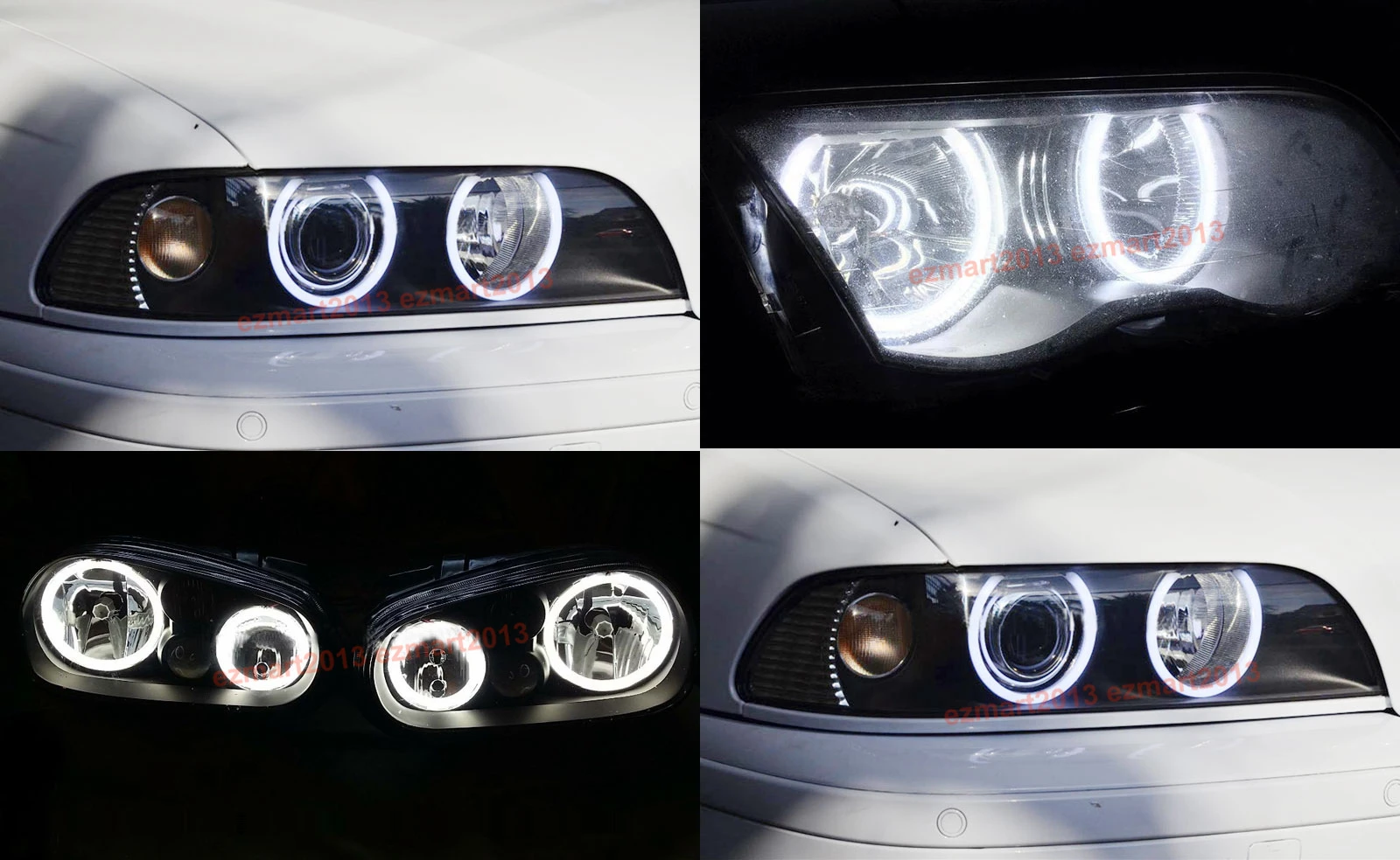 cotton white LED halo rings fit for Nissan 350Z 2006 2007 2008 2009 car headlight LED angel eye Devil Demon eye lamp DRL