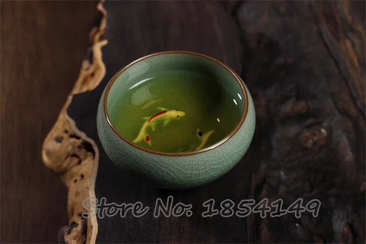 2 шт Китайский Longquan Celadon фарфоровые КИТАЙСКИЕ чашки чайное блюдце чаша для чая Золотая Рыба 70 мл китайский заварочный чайник Celadon Crackle чайный набор