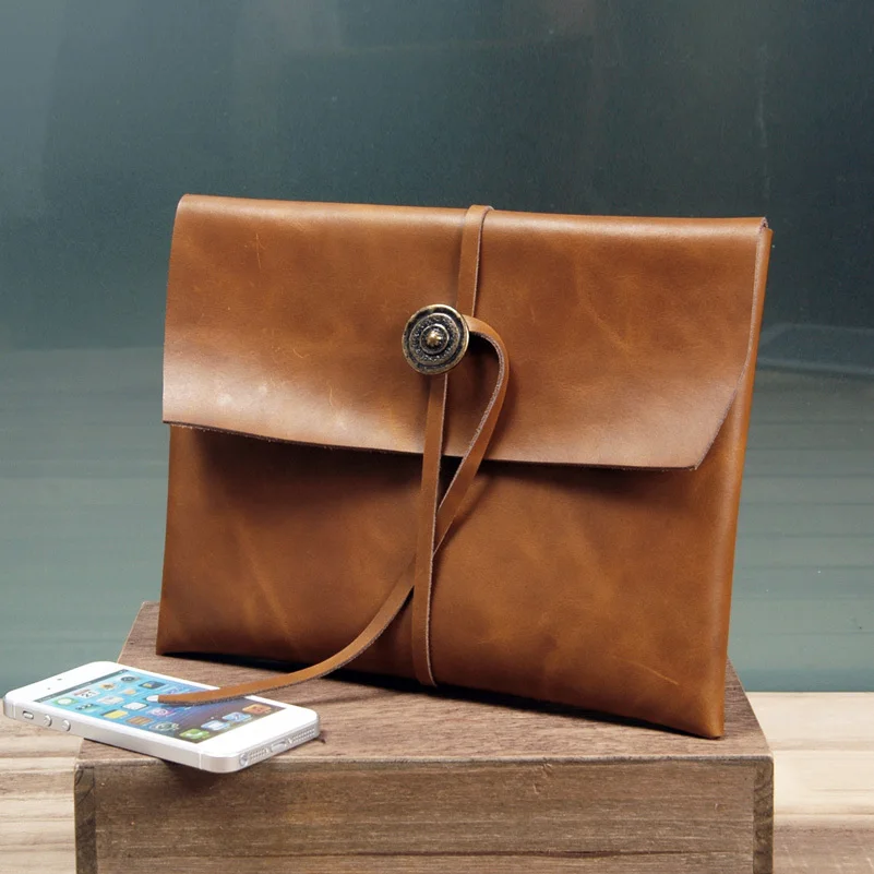 Korean version of the original envelope bag business clutch first layer leather retro package tide male bags handbag | Аксессуары для
