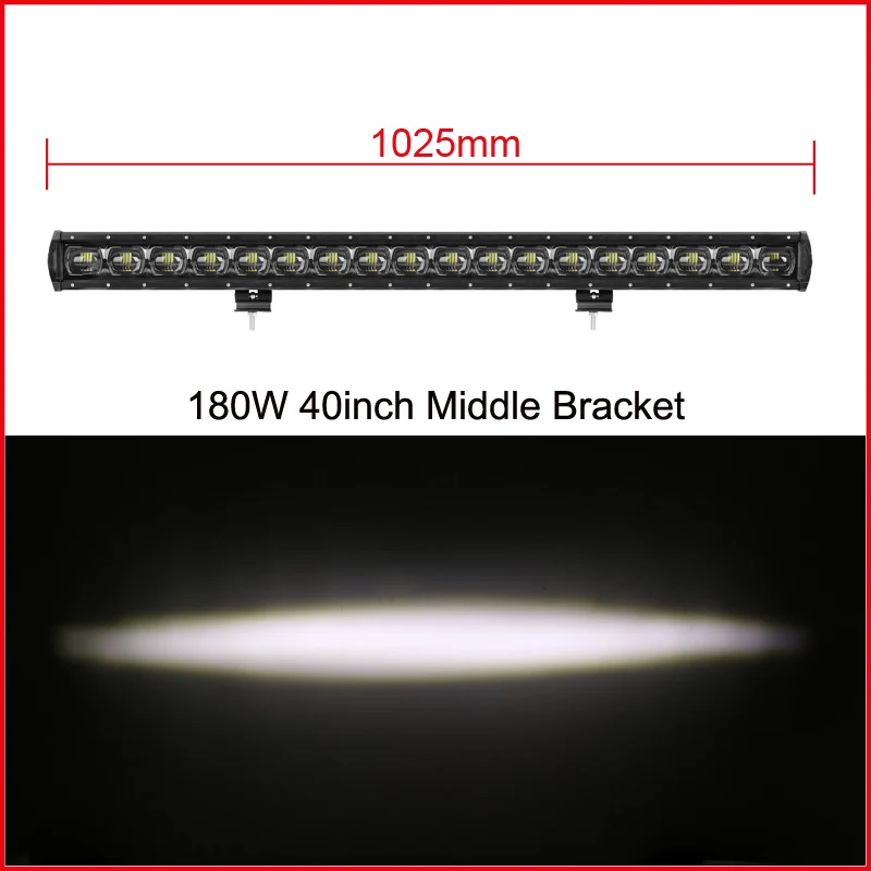 40 Inch 180W x1 6D объектив 60 Вт 90 Вт 120 Вт 210 Вт Однорядный светодиодный светильник 4x4 внедорожный бар для бездорожья 4WD грузовик ATV 12 в 24 в прицеп водонепроницаемые рабочие огни - Цвет: 40 Inch 180W x1