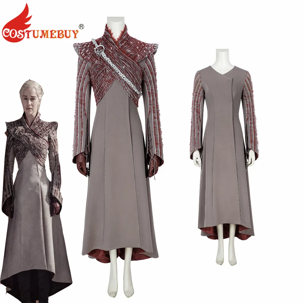 CostumeBuy Игра престолов Сезон 8 Дейенерис Таргариен косплей костюм мать драконов средневековый маскарадный костюм L920