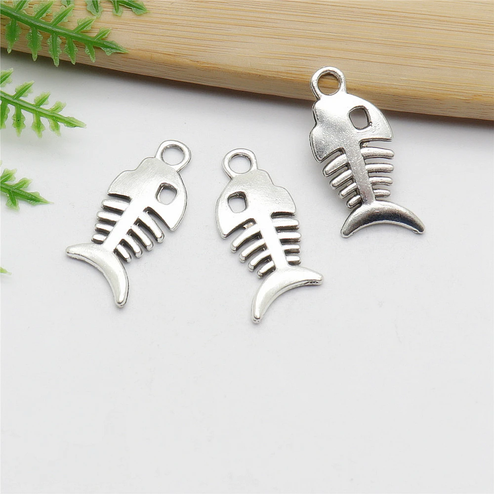 

Wholessale 55pcs Fish bone Charms Antique Silver Plated pendant fit Bracelets Necklace DIY Jewelry Making Handmade