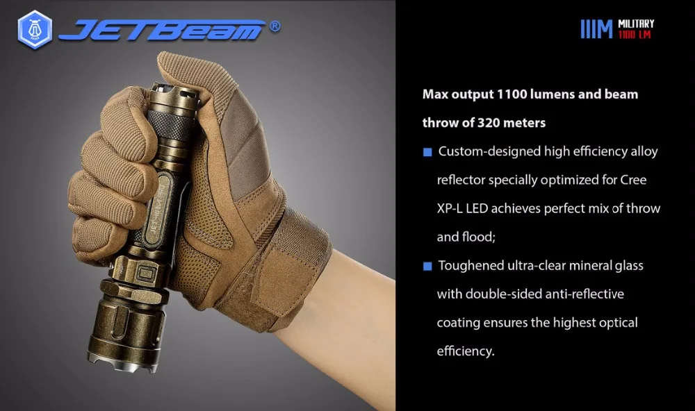JETBEAM 3 м IIIM про CREE XP-L светодиодный фонарик 1100 люмен эффективная схема сплав отражатели Тактический Открытый Охота LED светодиодный Фонари