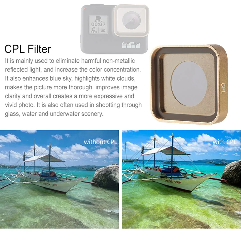 Фильтр TENENELE для камеры GoPro Hero 5/6/7 Black UV CPL ND 4 8 16 32 набор Оптических стеклянных