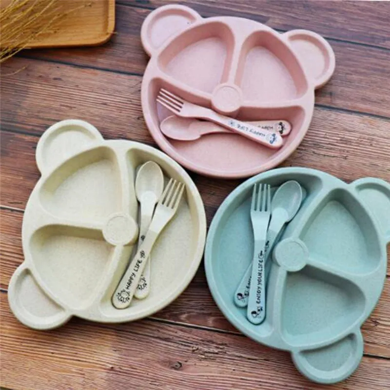 Детский обеденный набор Cubs креативная посуда из пшеничной соломы поднос для