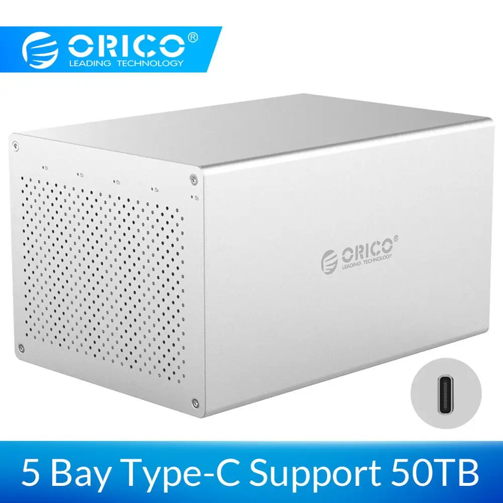 ORICO 5 Bay 3 дюймов HDD корпус SATA к USB3.1 Type c Гбит/с высокоскоростной передачи данных для