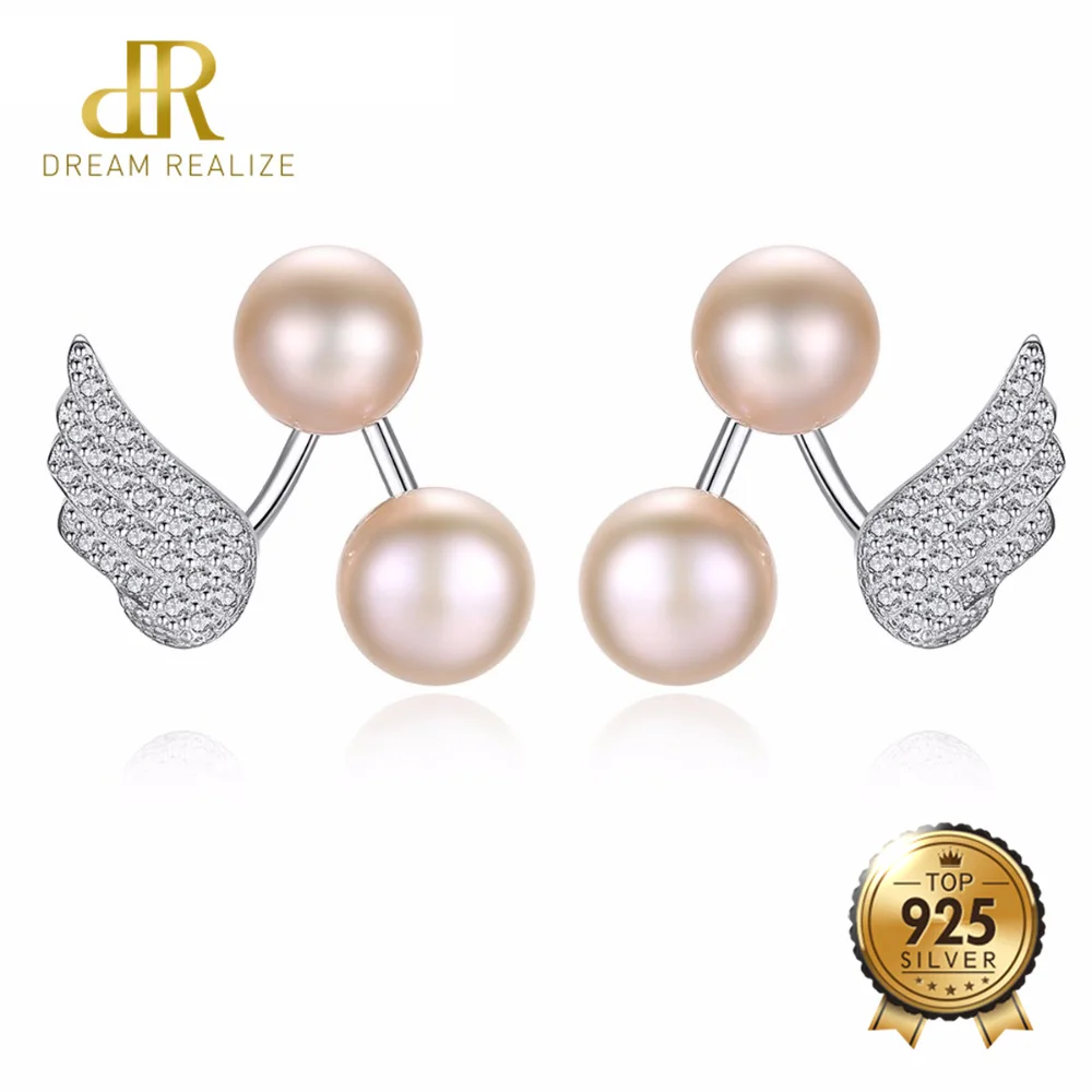 DR бренд трендовые ювелирные изделия S925 Двойные серьги из натурального жемчуга