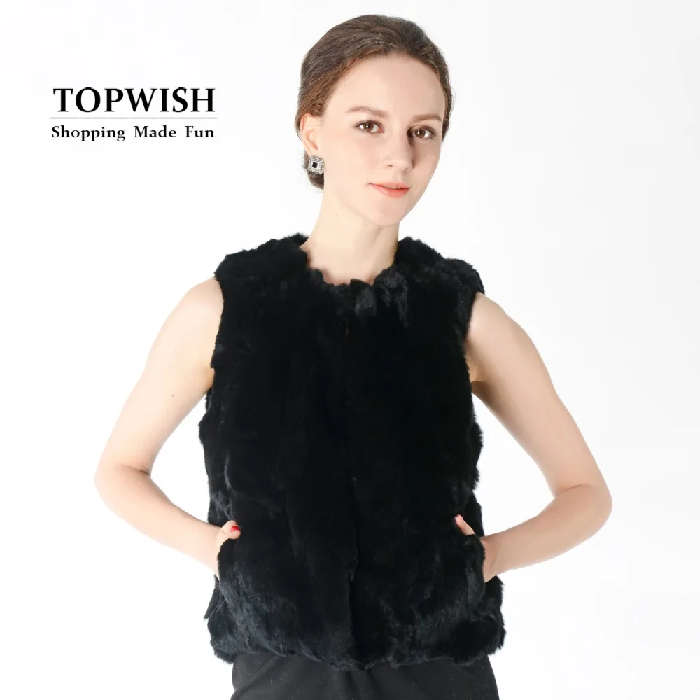 Новое поступление 100% настоящий мех кролика короткий жилет для женщин оптовая
