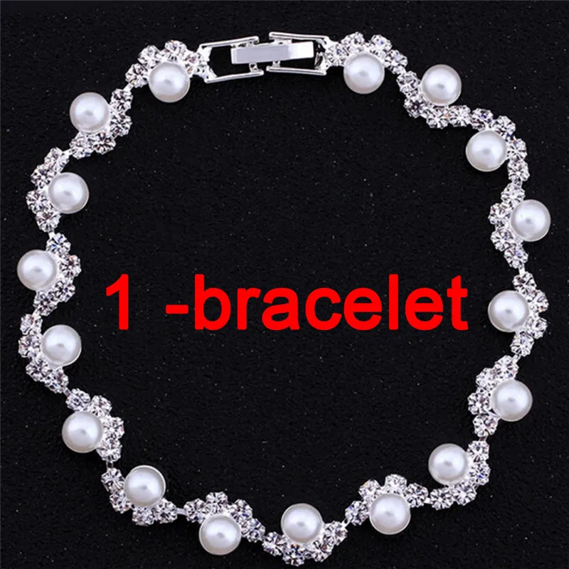 Свадебные Стразы Комплект украшений из искусственного жемчуга ожерелье и серьги