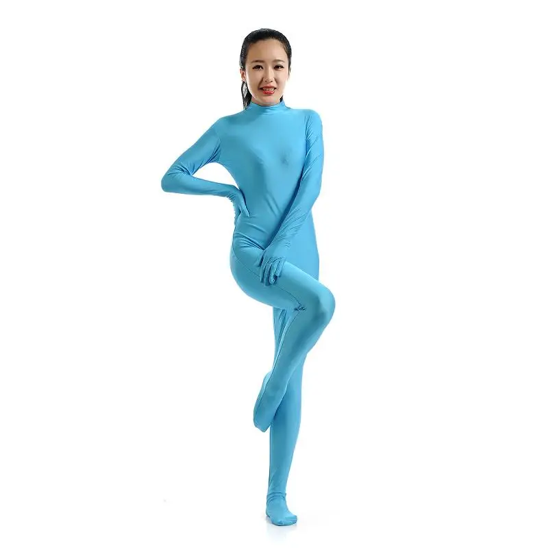 Lake Blue Детский костюм для косплея Для Взрослых Облегающий комбинезон костюм из кожи зентай облегающий костюм сценический перферманс карнавальный наряд на Хэллоуин унисекс - Цвет: Lake Blue