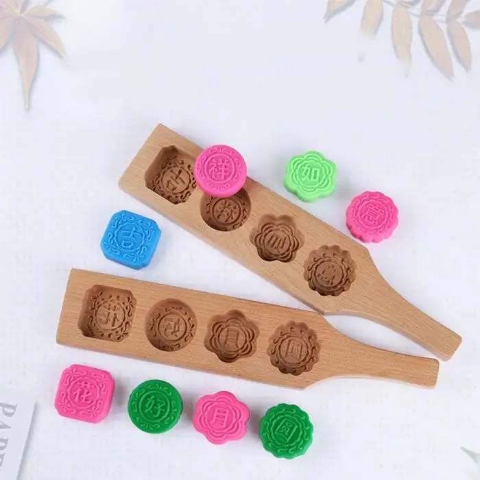 4 в форме цветка сетки экологические деревянные товары Маффин Mooncake чашки ручной работы формы для мыла печенье DC156