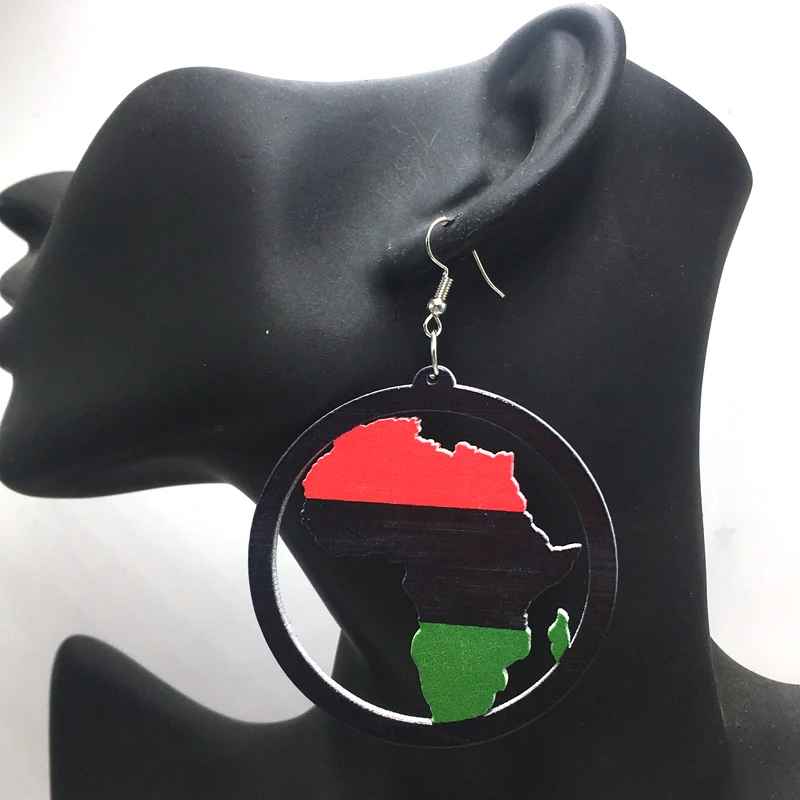 Деревянные серьги с принтом карты Африки|wooden earrings|wooden africa map earringswood earrings |
