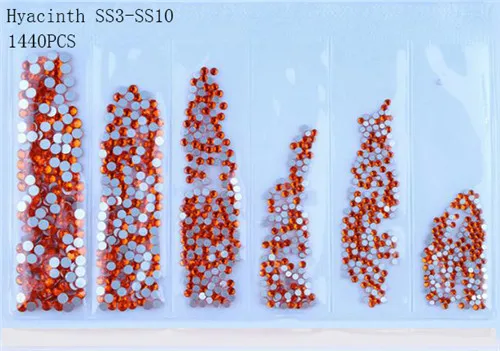 Hyacinth-1440pcs 31 стиль, плоские круглые стеклянные стразы смешанного размера, набор, Кристальные драгоценные камни из стекла, 1440 шт, Стразы для ногтей, для самостоятельного дизайна ногтей - Цвет: Hyacinth-1440pcs