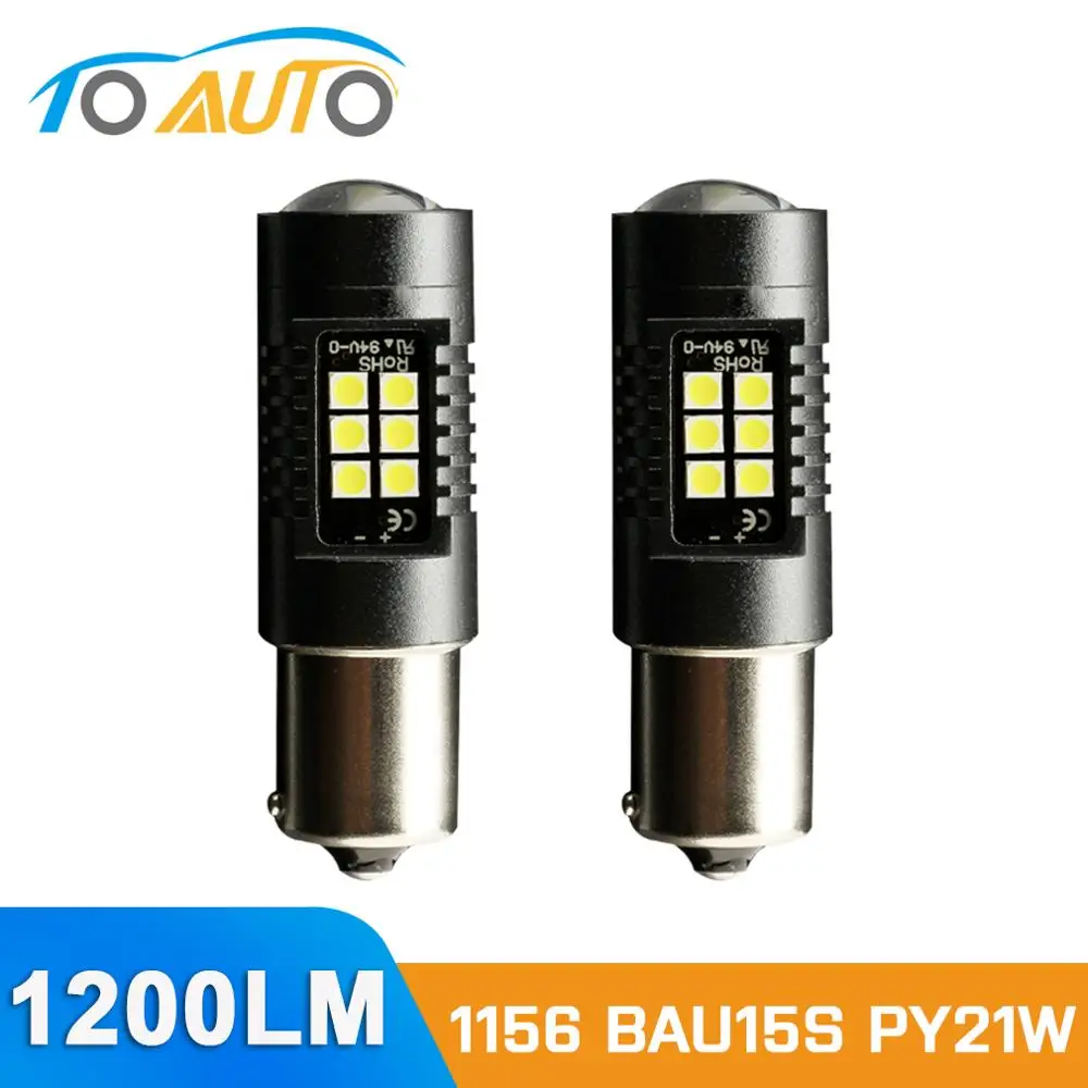 Светодиодный фонарь PY21W 2 шт. 1156 BAU15S 21SMD для автомобильных стоп сигналов заднего