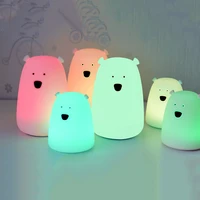 colorful bear silicone led night light rechargeable touch sensor light 2 modes children baby kids night lamp bedroom light